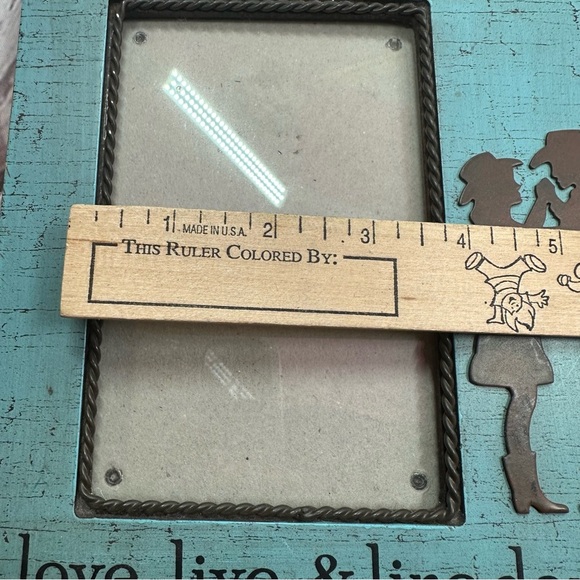 Rustic turquoise Blue Picture Frame with western cowgirl cowboy Design - Picture 5 of 6